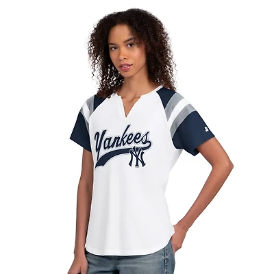 Starter New York Yankees Game On Notch Neck Raglan T-Shirt