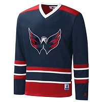 Starter /Red Washington Capitals Cross Check Jersey V-Neck Long Sleeve T-Shirt