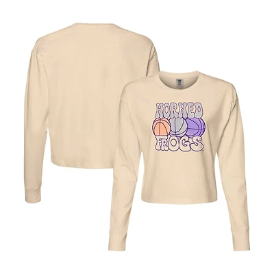 TCU Horned Frogs Comfort Colors Basketball Cropped Long Sleeve T-Shirt