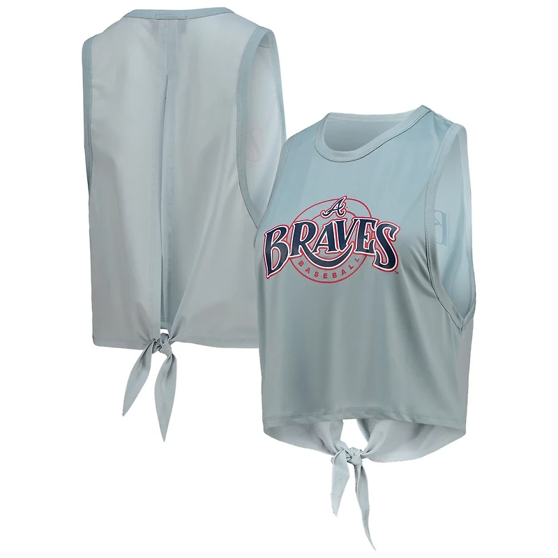 The Wild Collective Light Atlanta Braves Open Back Twist-Tie Tank Top