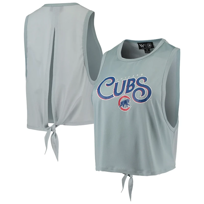 The Wild Collective Light Chicago Cubs Open Back Twist-Tie Tank Top
