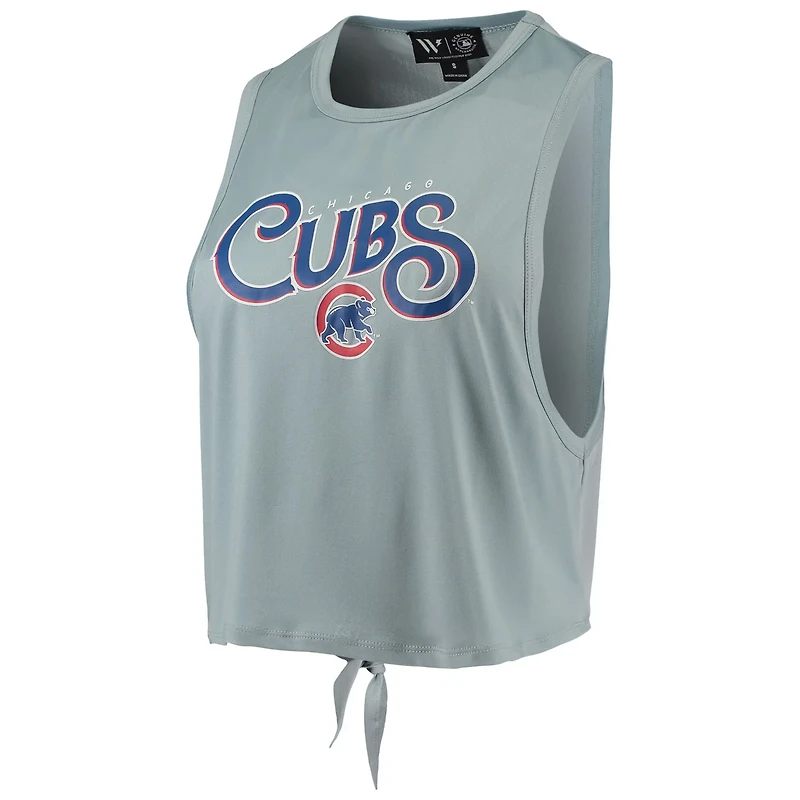 The Wild Collective Light Chicago Cubs Open Back Twist-Tie Tank Top