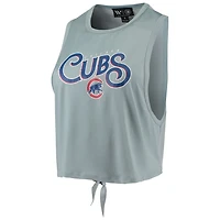The Wild Collective Light Chicago Cubs Open Back Twist-Tie Tank Top