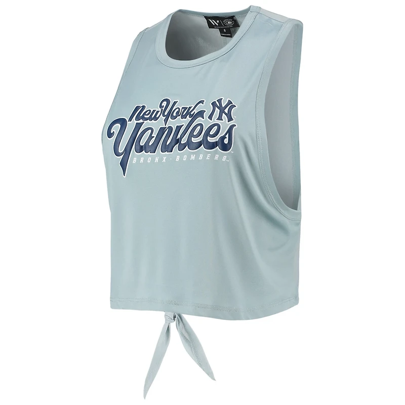 The Wild Collective Light New York Yankees Open Back Twist-Tie Tank Top