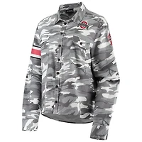 The Wild Collective Ohio State Buckeyes Camo Flannel Button-Up Long Sleeve Shirt