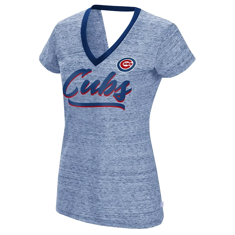 Touch Chicago Cubs Halftime Back Wrap Top V-Neck T-Shirt