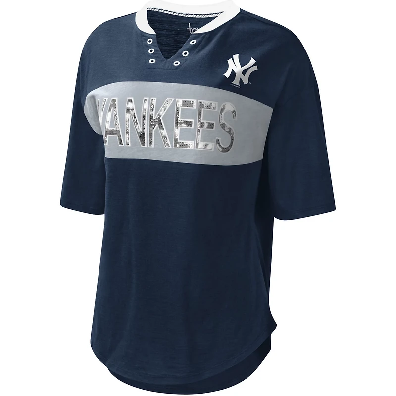 Touch /Gray New York Yankees Lead Off Notch Neck T-Shirt