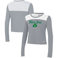 Under Armour /Gray Notre Dame Fighting Irish Vault Cropped Long Sleeve T-Shirt