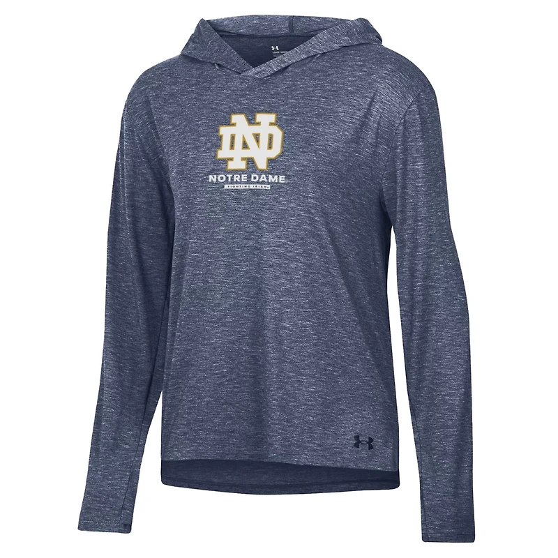 Under Armour Heather Notre Dame Fighting Irish Tri-Blend Breezy Long Sleeve Hoodie T-Shirt