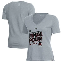 Under Armour Heathered Gray South Carolina Gamecocks 2022 NCAA Basketball Tournament March Madness Final Four Regional Champions Locker Room V-Neck T-Shirt