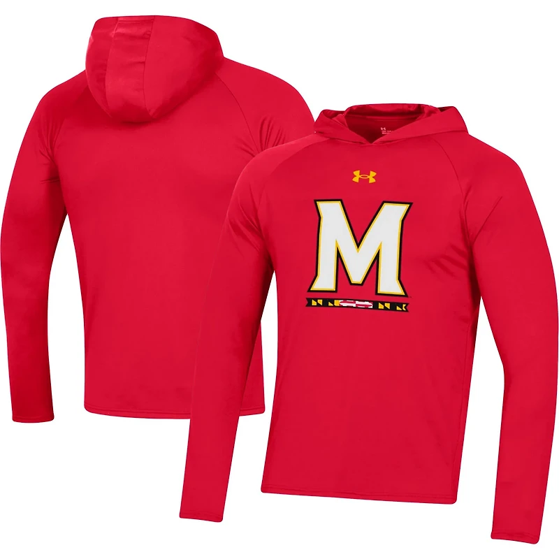 Under Armour Maryland Terrapins School Logo Raglan Long Sleeve Hoodie Performance T-Shirt