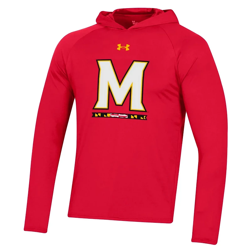 Under Armour Maryland Terrapins School Logo Raglan Long Sleeve Hoodie Performance T-Shirt