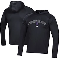 Under Armour Northwestern Wildcats 2023 Sideline Tech Hooded Raglan Long Sleeve T-Shirt