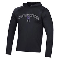 Under Armour Northwestern Wildcats 2023 Sideline Tech Hooded Raglan Long Sleeve T-Shirt