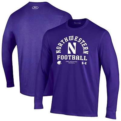Under Armour Northwestern Wildcats 2025 Sideline Football Performance Cotton Long Sleeve T-Shirt