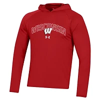 Under Armour Wisconsin Badgers 2023 Sideline Tech Hooded Raglan Long Sleeve T-Shirt