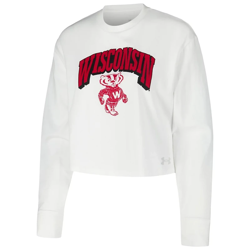 Under Armour Wisconsin Badgers Inline All Day Tri-Blend Cropped Long Sleeve T-Shirt
