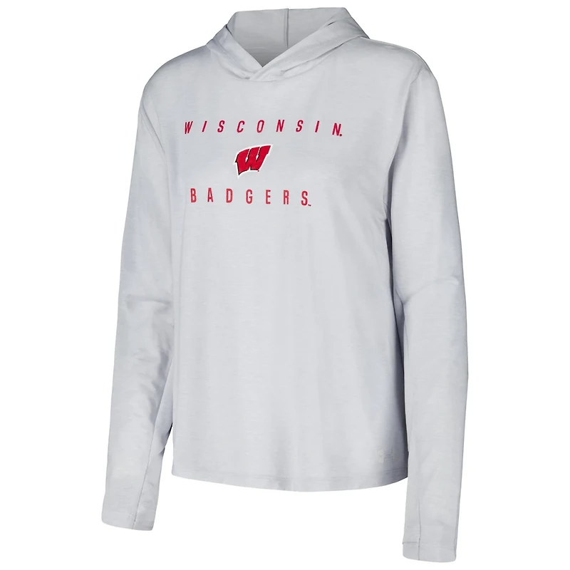 Under Armour Wisconsin Badgers Super-Soft Breezy Long Sleeve Tri-Blend Hoodie T-Shirt
