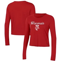 Under Armour Wisconsin Badgers Vault Cropped Long Sleeve T-Shirt