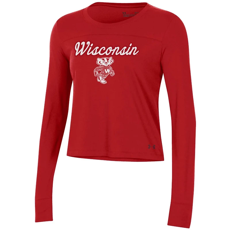 Under Armour Wisconsin Badgers Vault Cropped Long Sleeve T-Shirt