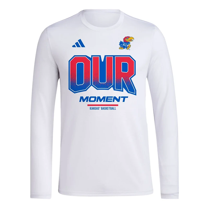 Unisex adidas Kansas Jayhawks 2024 On-Court Bench Our Moment Long Sleeve T-Shirt