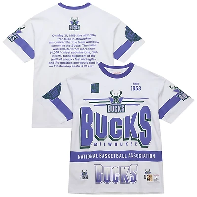 Unisex Mitchell  Ness Milwaukee Bucks Hardwood Classics Vintage Team Origins Premium T-Shirt