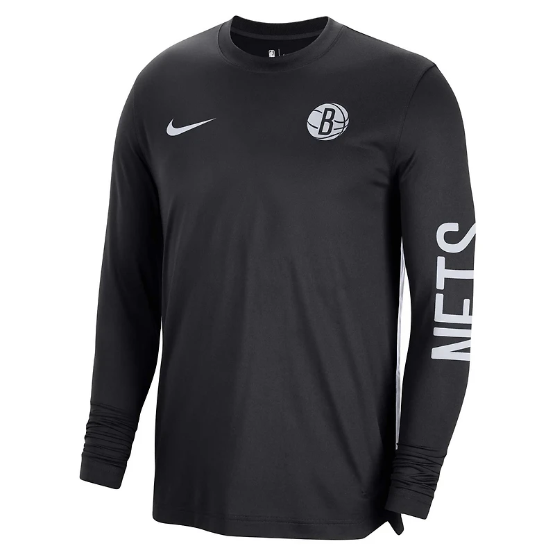 Unisex Nike Brooklyn Nets 2023/24 Authentic Pregame Long Sleeve Shooting Shirt