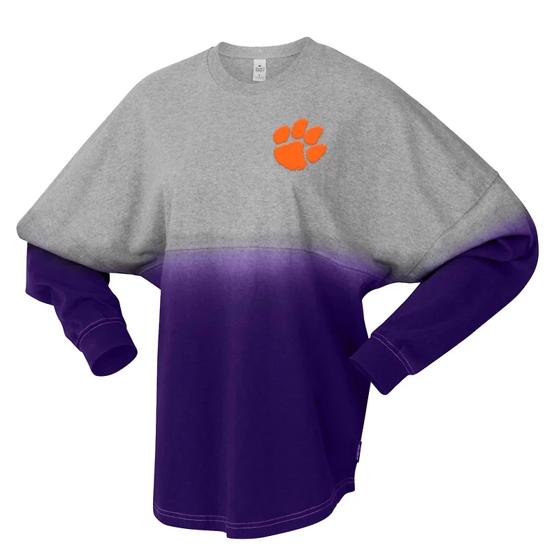 Unisex Spirit Jersey Gray Clemson Tigers Ombre Long Sleeve T-Shirt