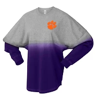 Unisex Spirit Jersey Gray Clemson Tigers Ombre Long Sleeve T-Shirt