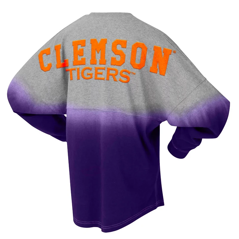 Unisex Spirit Jersey Gray Clemson Tigers Ombre Long Sleeve T-Shirt