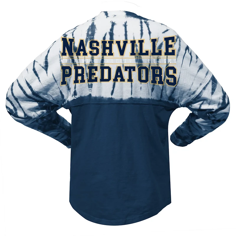 Unisex Spirit Jersey Nashville Predators Crystal Half Dye Long Sleeve T-Shirt