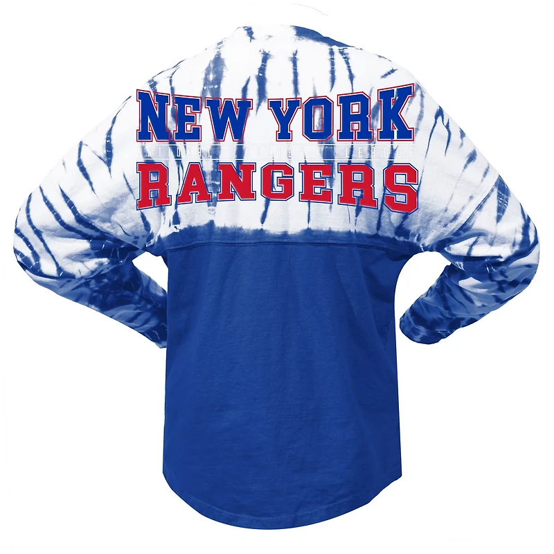 Unisex Spirit Jersey New York Rangers Crystal Half Dye Long Sleeve T-Shirt