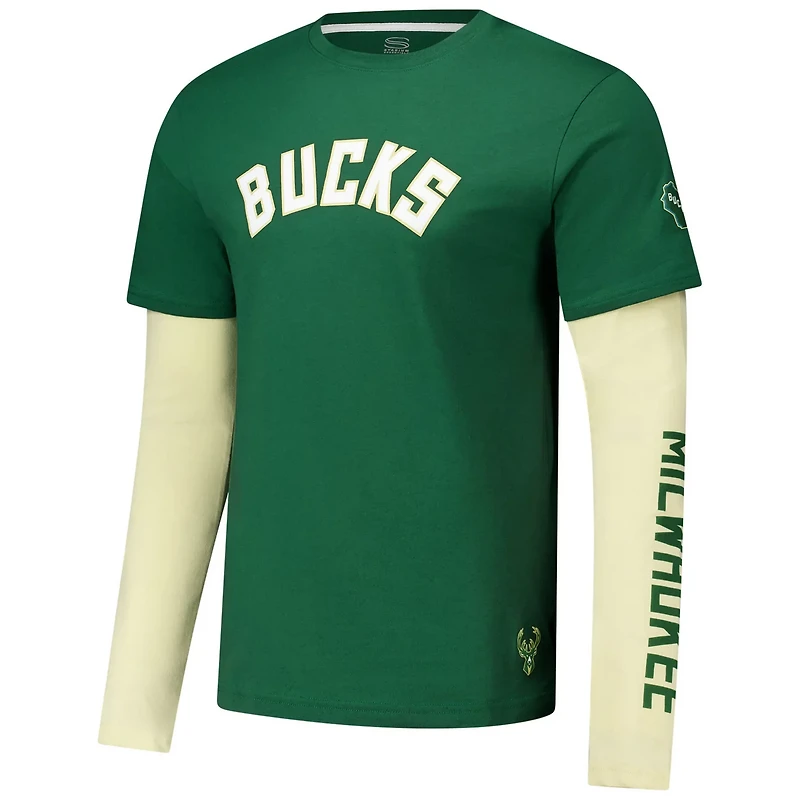 Unisex Stadium Essentials Hunter Milwaukee Bucks Spectator Twofer Long Sleeve T-Shirt