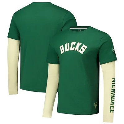 Unisex Stadium Essentials Hunter Milwaukee Bucks Spectator Twofer Long Sleeve T-Shirt