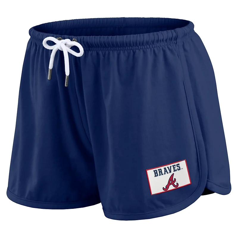 WEAR by Erin Andrews Atlanta Braves Heavy Rugby Jersey Cropped Long Sleeve T-Shirt Shorts Lounge Set