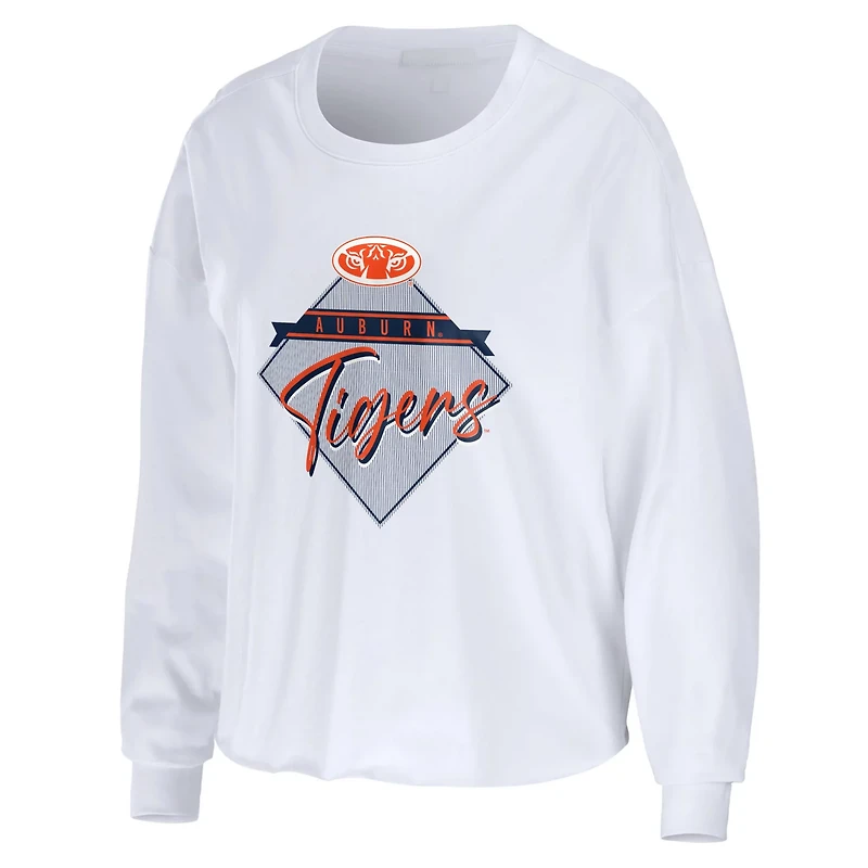 WEAR by Erin Andrews Auburn Tigers Diamond Long Sleeve Cropped T-Shirt