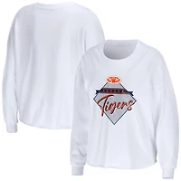 WEAR by Erin Andrews Auburn Tigers Diamond Long Sleeve Cropped T-Shirt