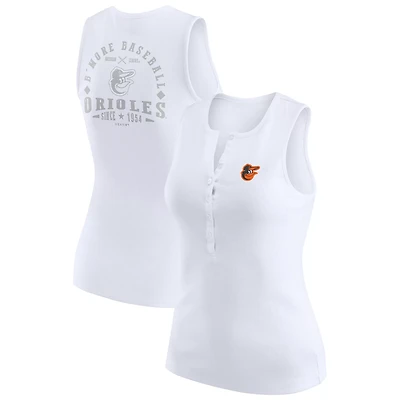 WEAR by Erin Andrews Baltimore Orioles Rib-Knit Henley Tank Top
