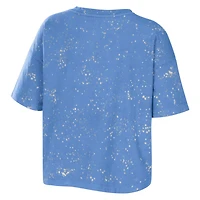 WEAR by Erin Andrews Carolina North Tar Heels Bleach Wash Splatter Cropped Notch Neck T-Shirt