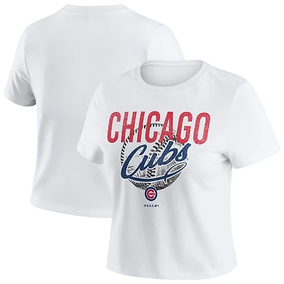 WEAR by Erin Andrews Chicago Cubs Distressed Cropped Baby T-Shirt