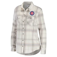 WEAR by Erin Andrews Chicago Cubs Flannel Button-Up Shirt
