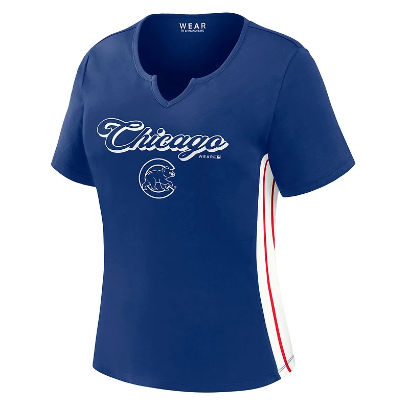 WEAR by Erin Andrews Chicago Cubs Notch Neck Cropped T-Shirt