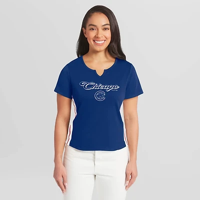WEAR by Erin Andrews Chicago Cubs Notch Neck Cropped T-Shirt