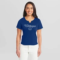 WEAR by Erin Andrews Chicago Cubs Notch Neck Cropped T-Shirt