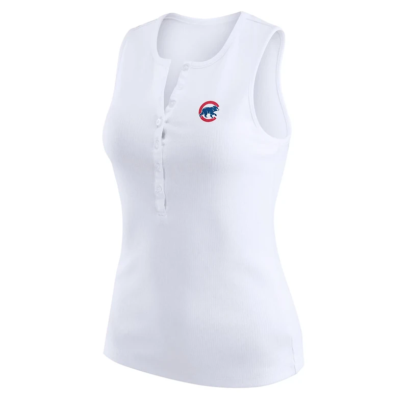 WEAR by Erin Andrews Chicago Cubs Rib-Knit Henley Tank Top