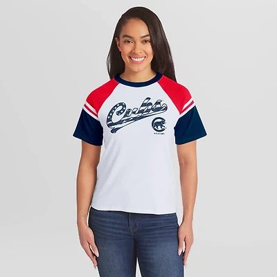 WEAR by Erin Andrews Chicago Cubs Striped Raglan T-Shirt