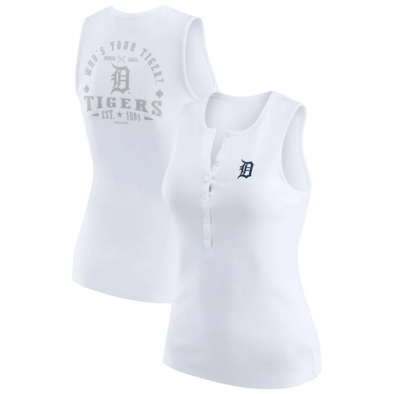 WEAR by Erin Andrews Detroit Tigers Rib-Knit Henley Tank Top