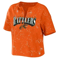 WEAR by Erin Andrews Florida AM Rattlers Bleach Wash Splatter Cropped Notch Neck T-Shirt