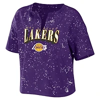 WEAR by Erin Andrews Los Angeles Lakers Bleach Splatter Notch Neck T-Shirt