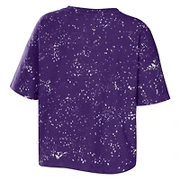 WEAR by Erin Andrews LSU Tigers Bleach Wash Splatter Cropped Notch Neck T-Shirt